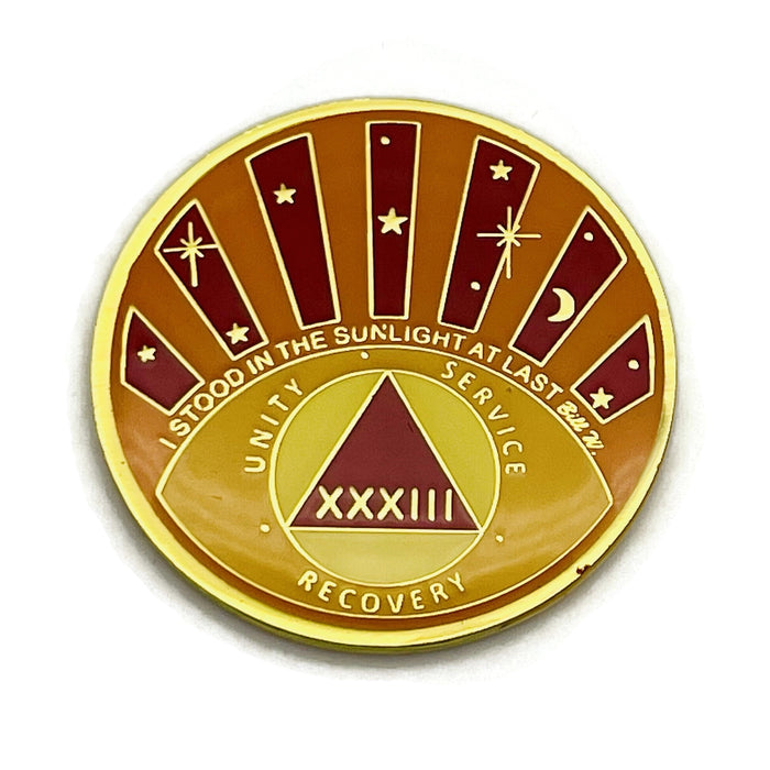 Stood in the Sunlight 33 Year Specialty AA Recovery Medallion - Tri-Plated Thirty-Three Year Chip/Coin