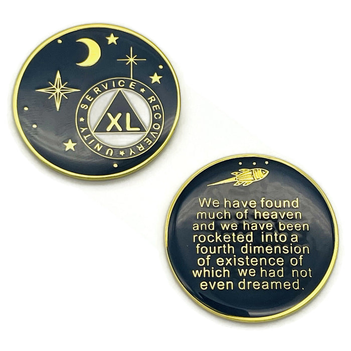 40 Year Rocketed to 4th Dimension Specialty AA Recovery Medallion - Tri-Plated Forty Year Chip/Coin - Blue