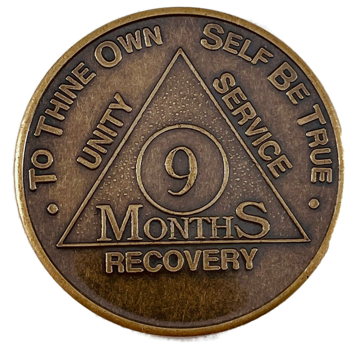 Recovery Mint 9 Months Bronze AA Meeting Chips - Nine Months Sobriety Coins/Tokens