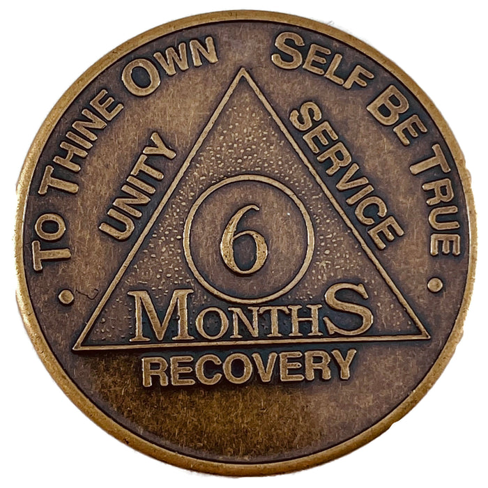 Recovery Mint 6 Months Bronze AA Meeting Chips - Six Months Sobriety Coins/Tokens