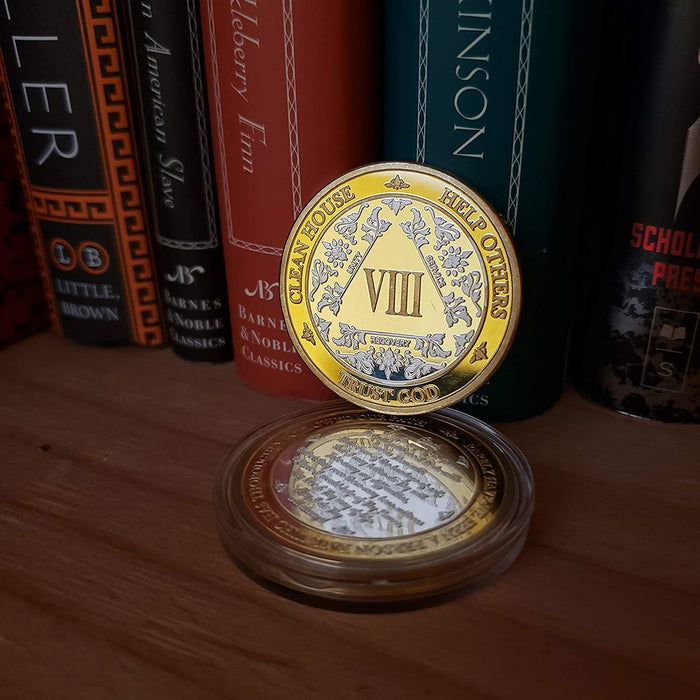 15 Year 40mm Gold & Silver AA Medallion - Bi-Plate Fancy Fifteen Year Chip/Coin