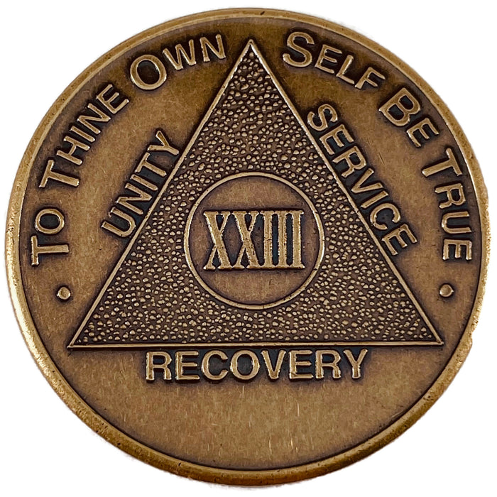 Recovery Mint 23 Year Bronze AA Meeting Chips - Twenty-Three Year Sobriety Coins/Tokens