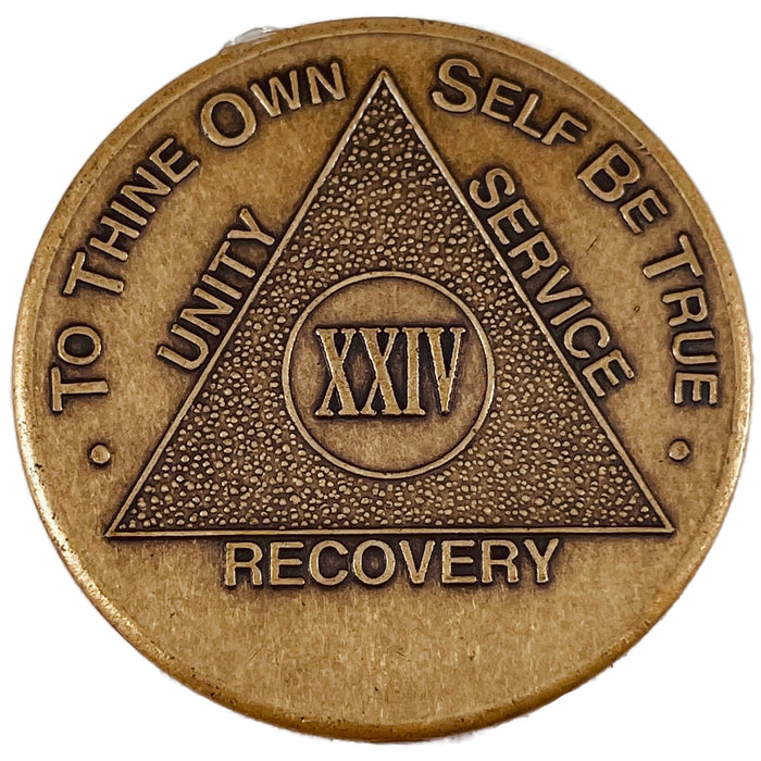 Recovery Mint 24 Year Bronze AA Meeting Chips - Twenty-Four Year Sobriety Coins/Tokens