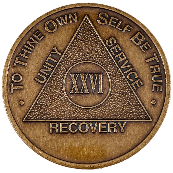 Recovery Mint 26 Year Bronze AA Meeting Chips - Twenty-Six Year Sobriety Coins/Tokens