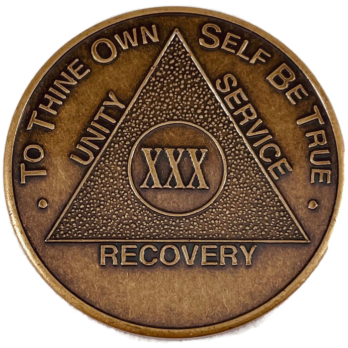 Recovery Mint 30 Year Bronze AA Meeting Chips - Thirty Year Sobriety Coins/Tokens