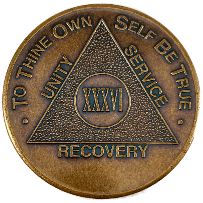 Recovery Mint 36 Year Bronze AA Meeting Chips - Thirty-Six Year Sobriety Coins/Tokens