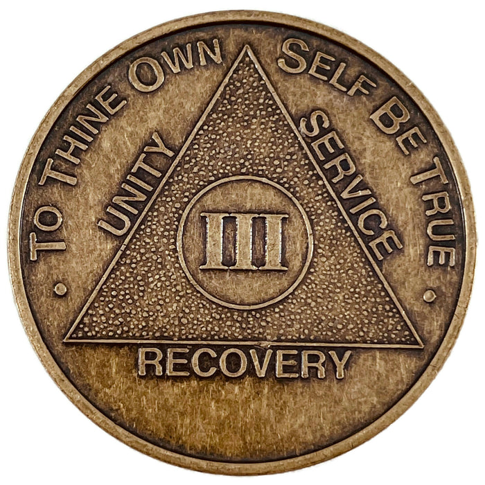 Recovery Mint 3 Year Bronze AA Meeting Chips - Three Year Sobriety Coins/Tokens