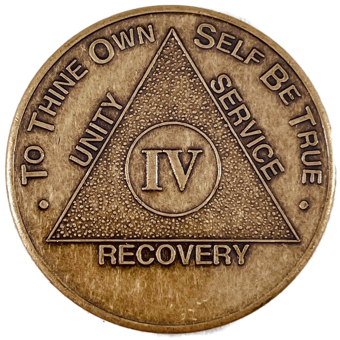 Recovery Mint 4 Year Bronze AA Meeting Chips - Four Year Sobriety Coins/Tokens