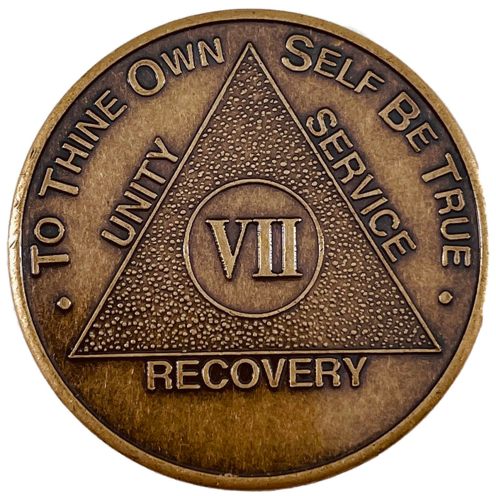 Recovery Mint 7 Year Bronze AA Meeting Chips - Seven Year Sobriety Coins/Tokens