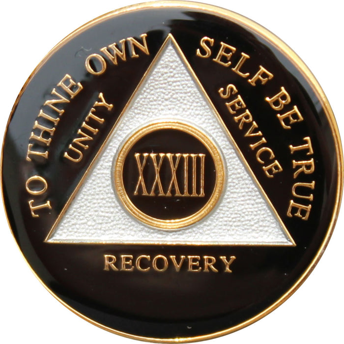 Recovery Mint 33 Year AA Medallion - Tri-Plate Thirty-Three Year Chip/Coin - Black