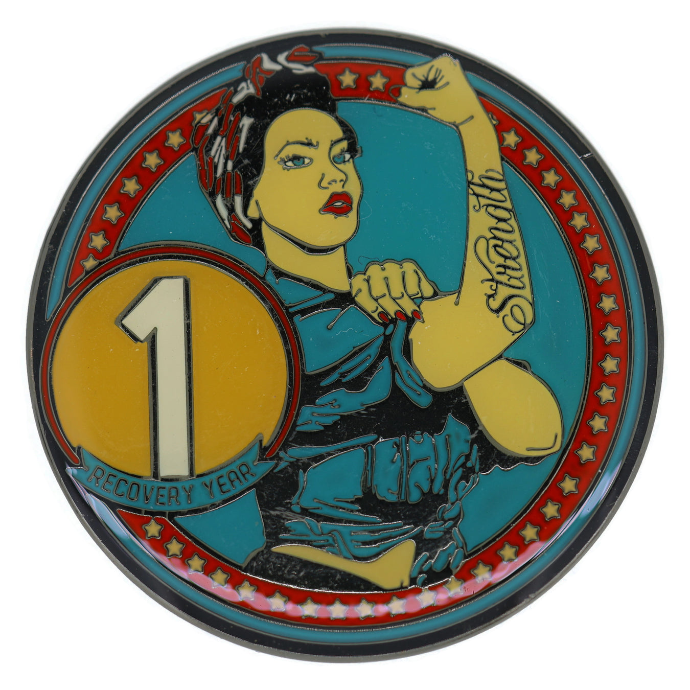Rosie the Riveter AA/NA Recovery Medallions - Sober Anniversary Birthday Chips/Coins