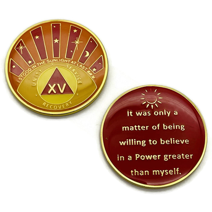 Stood in the Sunlight 15 Year Specialty AA Recovery Medallion - Tri-Plated Fifteen Year Chip/Coin
