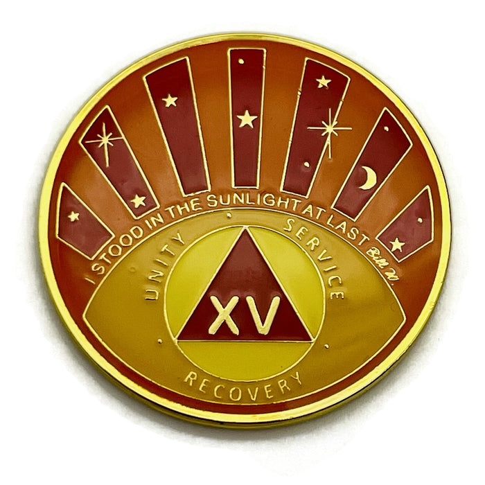 Stood in the Sunlight 15 Year Specialty AA Recovery Medallion - Tri-Plated Fifteen Year Chip/Coin