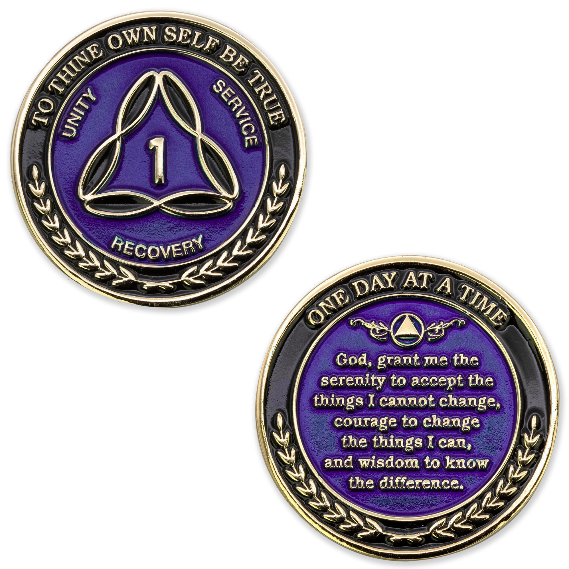 1 Year Sobriety Mint Infinity Triangle Gold Plated AA Recovery Coins ...