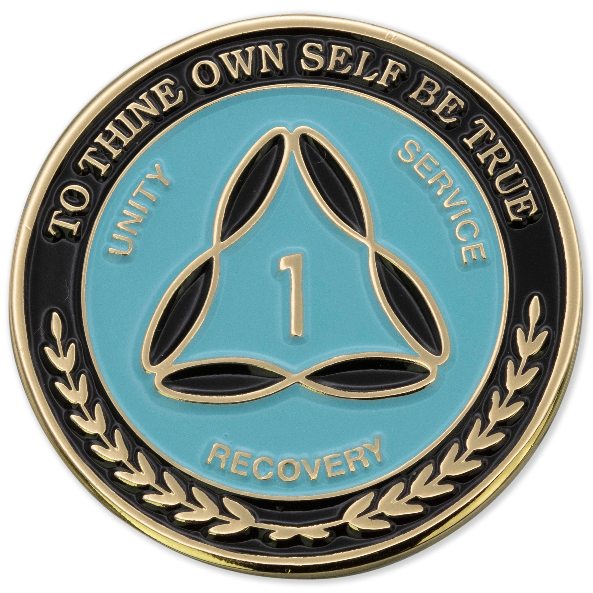 1 Year Sobriety Mint Infinity Triangle Gold Plated AA Recovery Coins ...