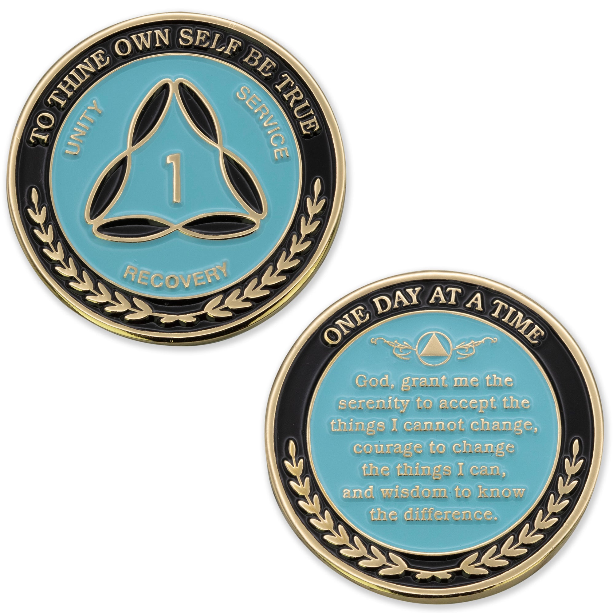 1 Year Sobriety Mint Infinity Triangle Gold Plated AA Recovery Coins ...
