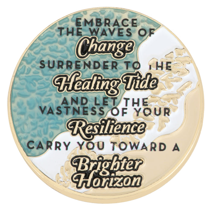 Anchored in Recovery Tri-Plated Specialty AA Affirmation Sobriety Medallion - Aqua/Gold