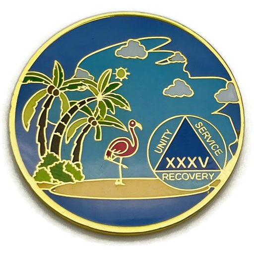 2 Year Sobriety Mint Twisted Tree of Life Gold Plated AA Recovery Medallion - Two Year Chip/Coin - Black
