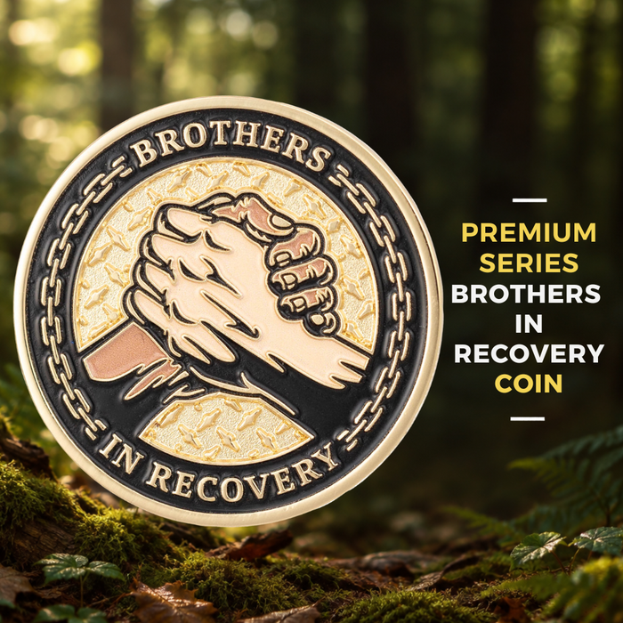 Sobriety Mint Brothers in Recovery AA/NA Recovery Medallion - Black/Gold