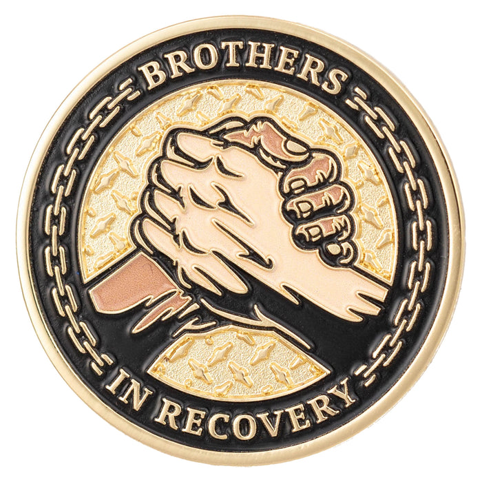 Sobriety Mint Brothers in Recovery AA/NA Recovery Medallion - Black/Gold