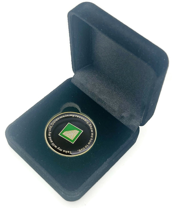 5 Year Tree of Life Specialty Tri-Plated NA Recovery Medallion - Five Year Chip/Coin - Green/Blue + Velvet Case
