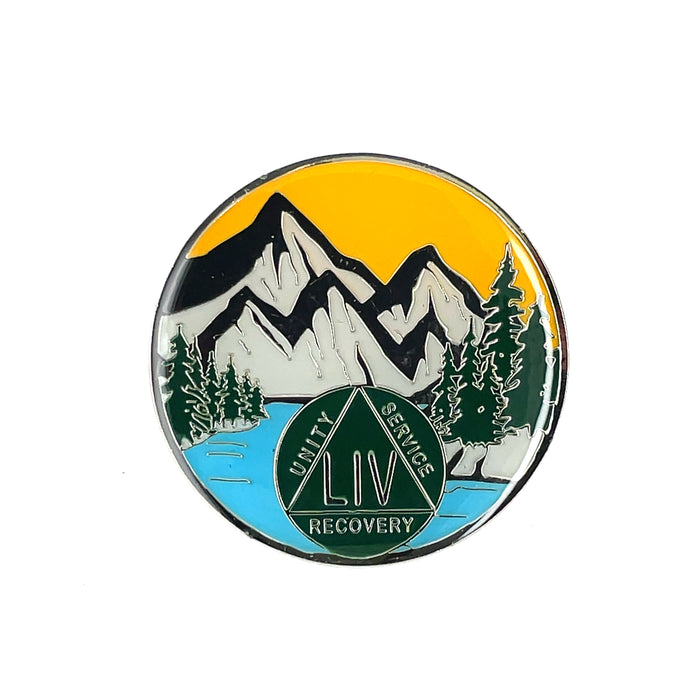 54 Year Mountain Scene Specialty AA Recovery Medallion - Fifty-Four Year Tri-Plated Chip/Coin/Token