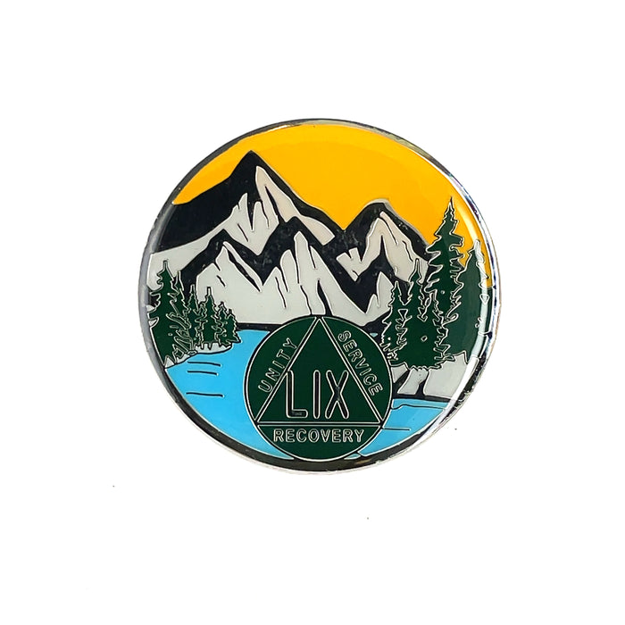59 Year Mountain Scene Specialty AA Recovery Medallion - Fifty-Nine Year Tri-Plated Chip/Coin/Token