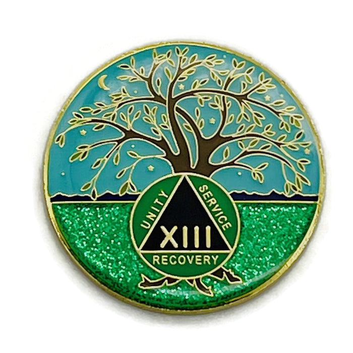 13 Year Tree of Life Specialty AA Recovery Medallion - Tri-Plated Thirteen Year Chip/Coin