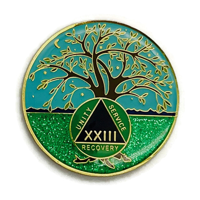 23 Year Tree of Life Specialty AA Recovery Medallion - Tri-Plated Twenty-Three Year Chip/Coin