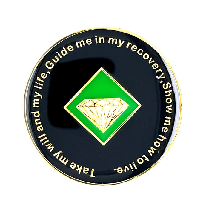 3 Year Tree of Life Specialty Tri-Plated NA Recovery Medallion - Three Year Chip/Coin - Green/Blue + Velvet Case