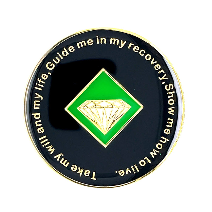 5 Year Tree of Life Specialty Tri-Plated NA Recovery Medallion - Five Year Chip/Coin - Green/Blue + Velvet Case
