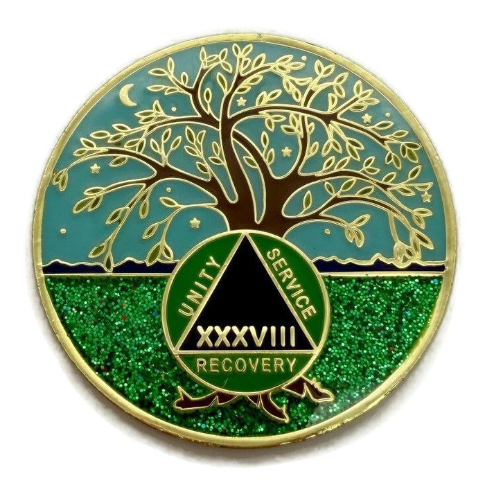 1 to 60 Year Tree of Life Specialty AA Recovery Medallion - Tri-Plated Chip/Coin