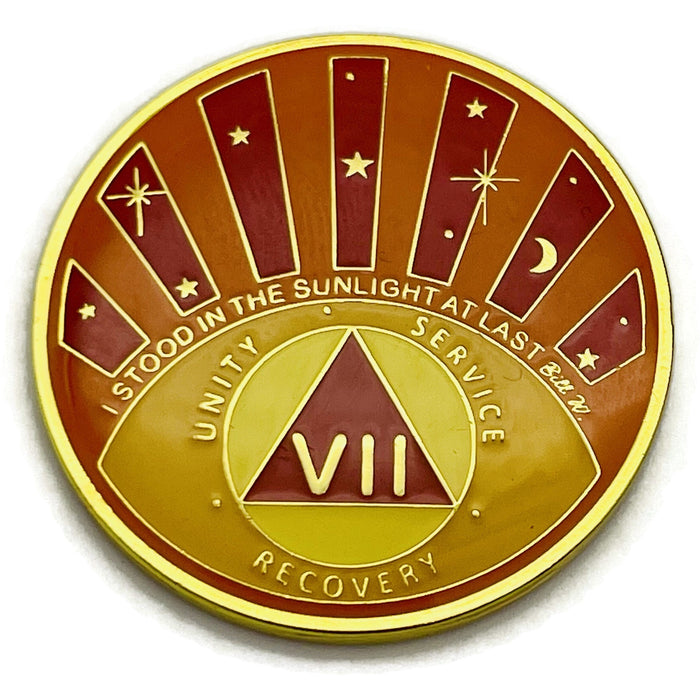Stood in the Sunlight 7 Year Specialty AA Recovery Medallion - Tri-Plated Seven Year Chip/Coin + Velvet Case