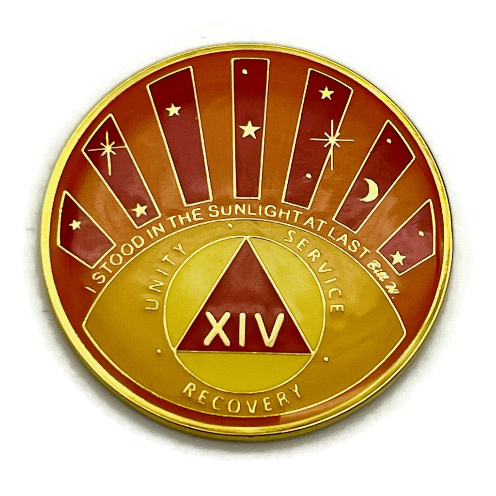 14 Year AA Medallions - Fourteen Year Alcoholics Anonymous Coins and ...