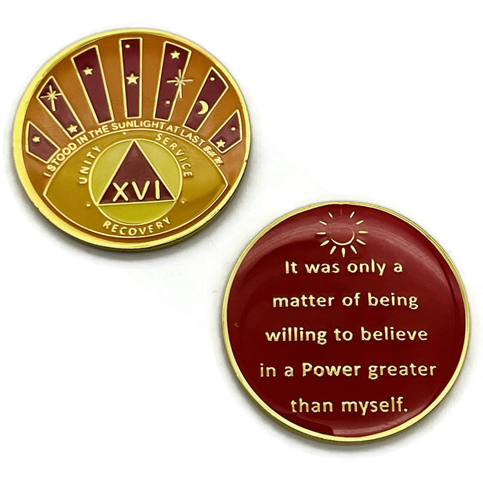 Stood in the Sunlight 16 Year Specialty AA Recovery Medallion - Tri-Plated Sixteen Year Chip/Coin