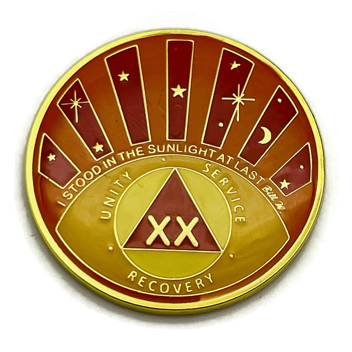 Stood in the Sunlight 20 Year Specialty AA Recovery Medallion - Tri-Plated Twenty Year Chip/Coin + Velvet Case