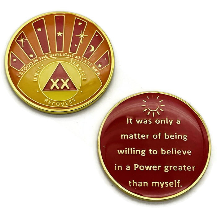 Stood in the Sunlight 20 Year Specialty AA Recovery Medallion - Tri-Plated Twenty Year Chip/Coin + Velvet Case