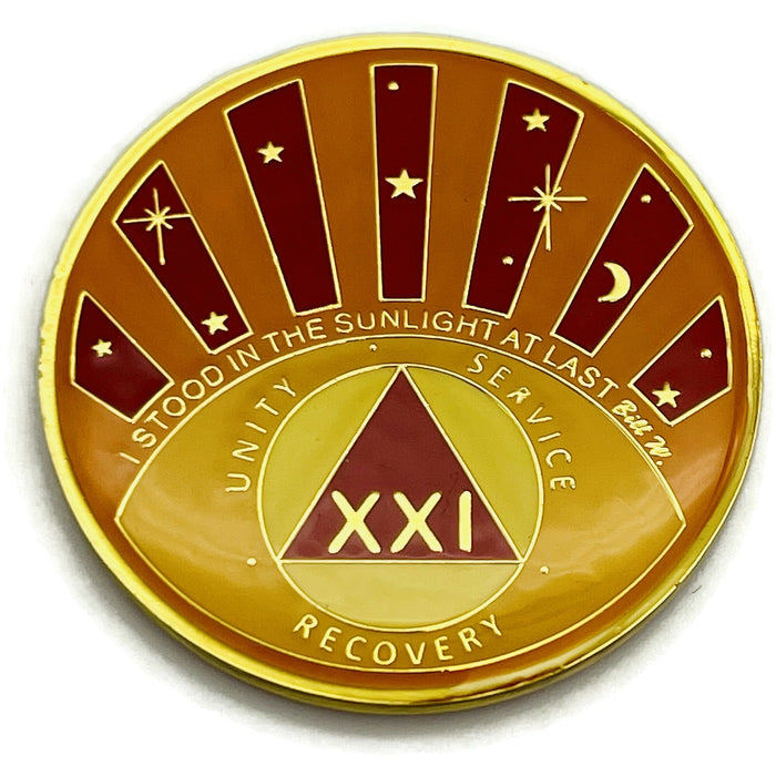 Stood in the Sunlight 21 Year Specialty AA Recovery Medallion - Tri-Plated Twenty-One Year Chip/Coin