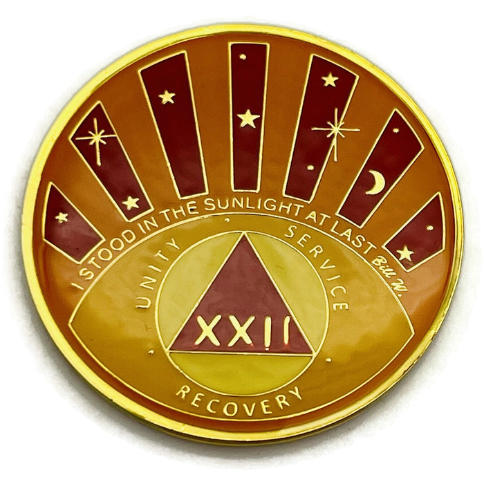 Stood in the Sunlight 22 Year Specialty AA Recovery Medallion - Tri-Plated Twenty-Two Year Chip/Coin + Velvet Case