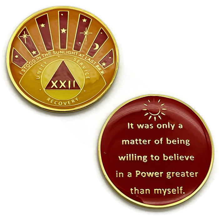 Stood in the Sunlight 22 Year Specialty AA Recovery Medallion - Tri-Plated Twenty-Two Year Chip/Coin