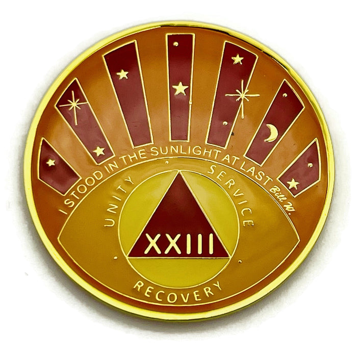 Stood in the Sunlight 23 Year Specialty AA Recovery Medallion - Tri-Plated Twenty-Three Year Chip/Coin + Velvet Case