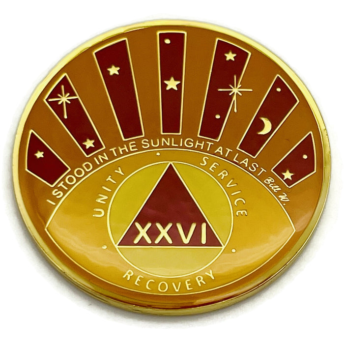 Stood in the Sunlight 26 Year Specialty AA Recovery Medallion - Tri-Plated Twenty-Six Year Chip/Coin + Velvet Case