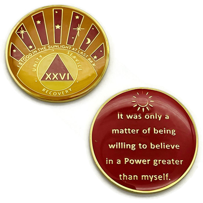 Stood in the Sunlight 26 Year Specialty AA Recovery Medallion - Tri-Plated Twenty-Six Year Chip/Coin