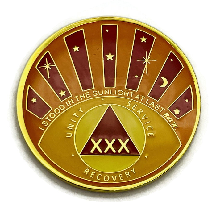 Stood in the Sunlight 30 Year Specialty AA Recovery Medallion - Tri-Plated Thirty Year Chip/Coin + Velvet Case