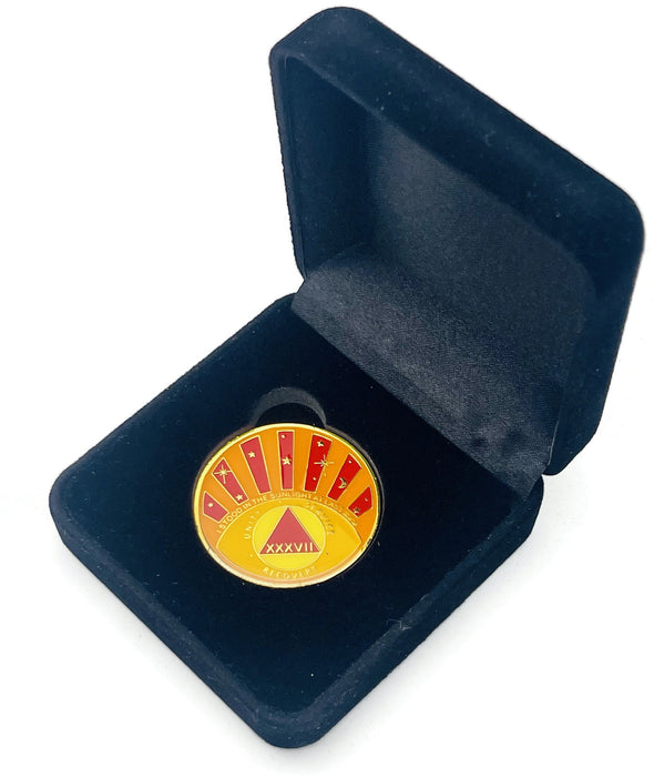 Stood in the Sunlight 37 Year Specialty AA Recovery Medallion - Tri-Plated Thirty-Seven Year Chip/Coin + Velvet Case