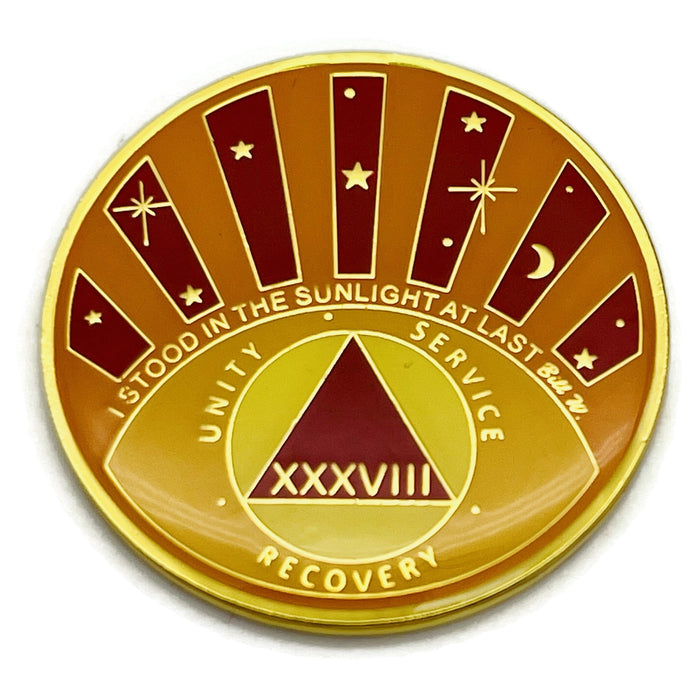 Stood in the Sunlight 38 Year Specialty AA Recovery Medallion - Tri-Plated Thirty-Eight Year Chip/Coin