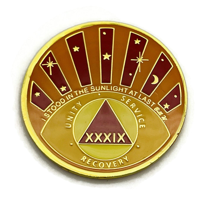 Stood in the Sunlight 39 Year Specialty AA Recovery Medallion - Tri-Plated Thirty-Nine Year Chip/Coin