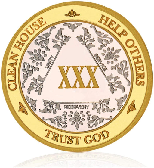 2 Year 40mm Gold & Silver AA Medallion - Bi-Plate Fancy Two Year Chip/Coin