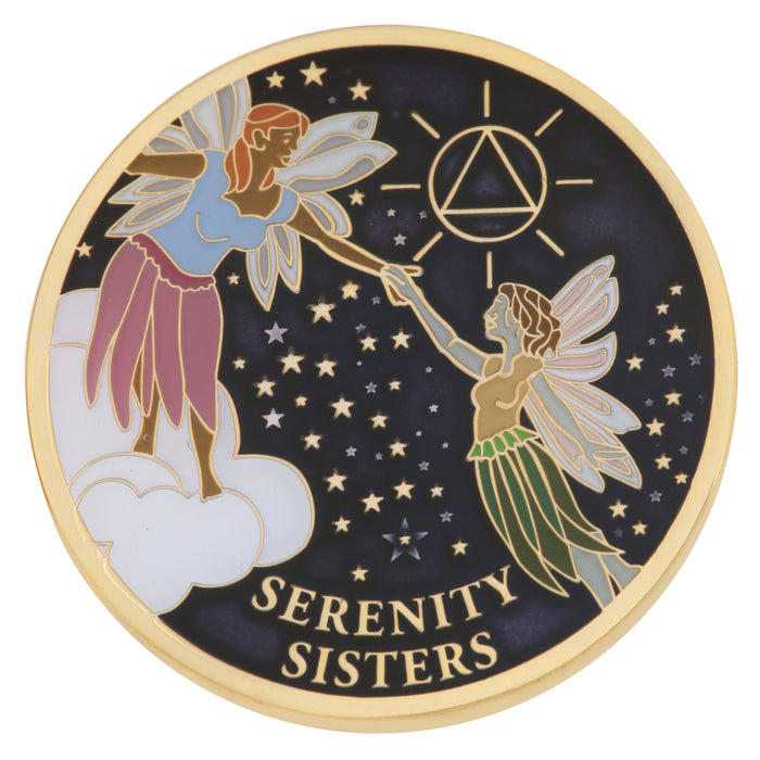 Serenity Sisters Tri-Plated Specialty AA Affirmation Sobriety Medallion - Purple/Gold