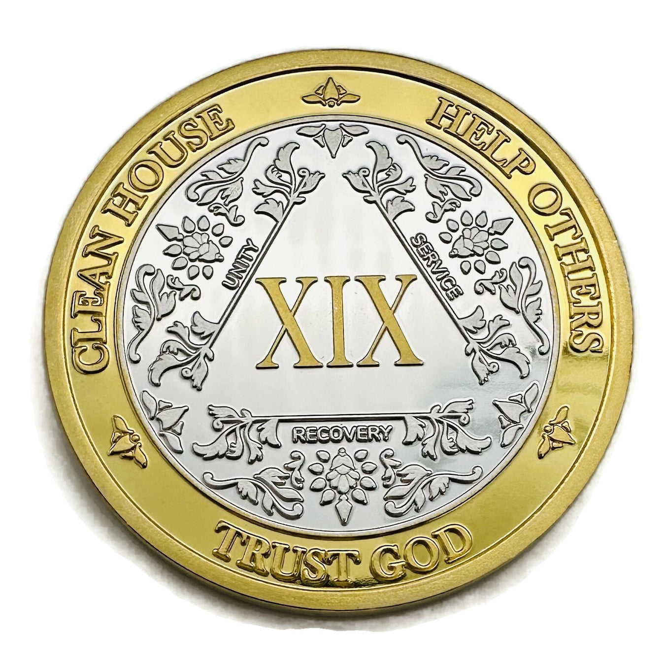 19 Year AA Medallions - Nineteen Year Alcoholics Anonymous Birthday Coins and Chips